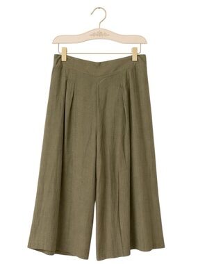 Womens High Rise Wide Leg Pants Large‎ Flowy Baggy Loose Boho Lagenlook Green